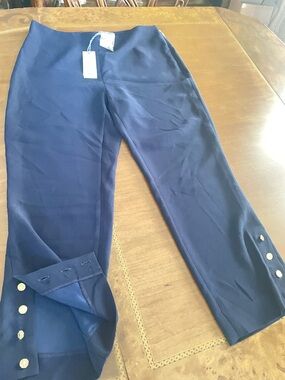 Draper James Navy Pants with Gold Button Accent
